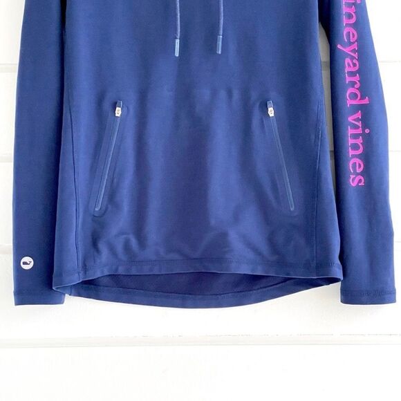 Vineyard Vines Performance Deep Bay Whale Hoodie Long Sleeve Tee Navy XXS - Picture 3 of 8